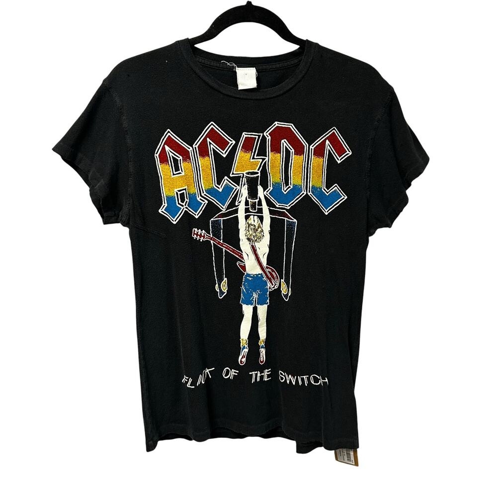 NWT Madeworn AC/DC Flick of the Switch Distressed Classic Short Sleeve Tee XS